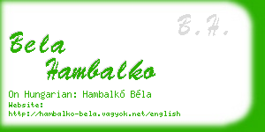 bela hambalko business card
