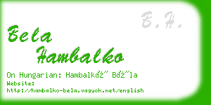 bela hambalko business card